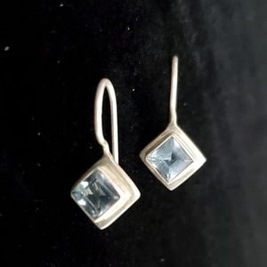 Sterling Silver Blue Topaz Kidney Hook Earrings